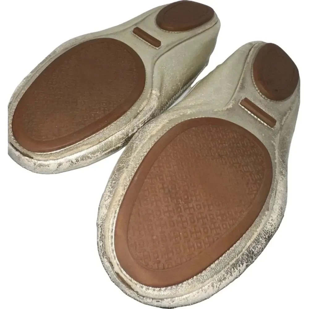 Tory Burch Flats Women’s Sz 9 M Minnie Travel Ballet Shoes Gold leather‎